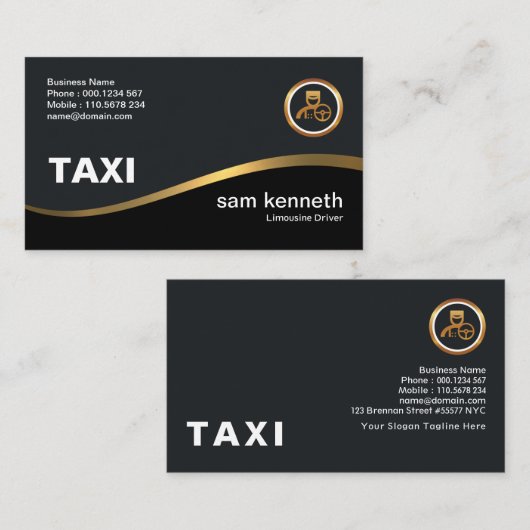 Elegant Simple Faux Gold Wave Taxi-driver Visitekaartje (Voorkant / Achterkant)