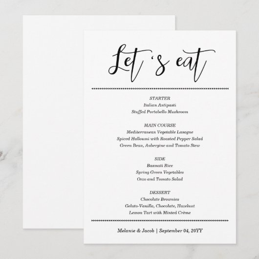 Elegant Simple Flat Menu Kaart (Voorkant / Achterkant)