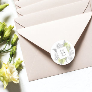 Elegant Simple Floral Black en White Ronde Sticker