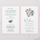 Elegant Simple Floral Eucalyptus Wedding Programme (Voorkant)