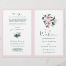 Elegant Simple Floral Eucalyptus Wedding Programme