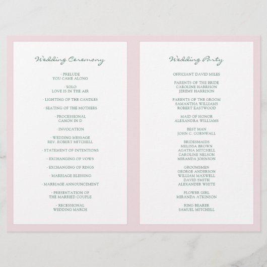 Elegant Simple Floral Eucalyptus Wedding Programme (Achterkant)