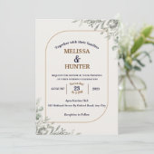 Elegant Simple Floral Greenery Waterverf Wedding Kaart (Staand voorkant)