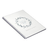 Elegant Simple Floral Laurel Wreate Monogram Notitieboek (Rechterzijde)