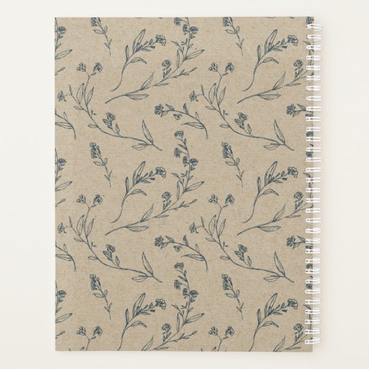 Elegant Simple Floral Laurel Wreate Monogram Planner (Achterkant)