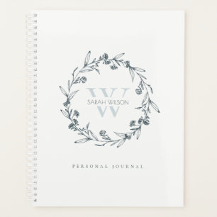 Elegant Simple Floral Laurel Wreate Monogram Planner