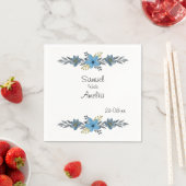 Elegant Simple floral Personal Name Date Paper Servet (Insitu)
