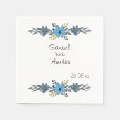 Elegant Simple floral Personal Name Date Paper Servet (Voorkant)