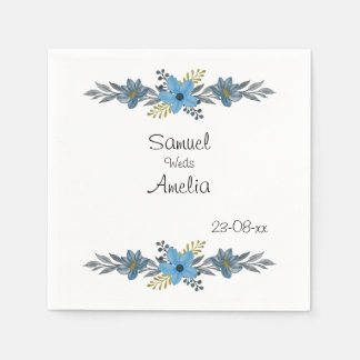 Elegant Simple floral Personal Name Date Paper Servet