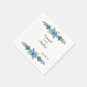 Elegant Simple floral Personal Name Date Paper Servet (Hoek)