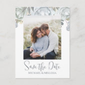 Elegant Simple Floral Photo Waterverf Roos Flower Briefkaart (Voorkant)