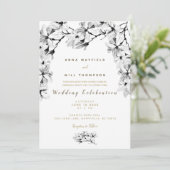 Elegant Simple Floral Wedding Invitation Kaart (Staand voorkant)