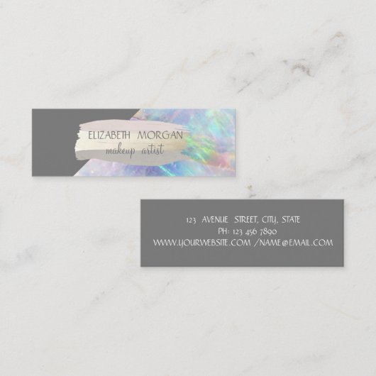 Elegant Simple Folie Brush Stroke Opal Mini Visitekaartje (Voorkant / Achterkant)