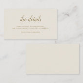 Elegant Simple Foral Neutral Gold Ivory Wedding Informatiekaartje (Voorkant / Achterkant)
