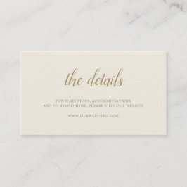 Elegant Simple Foral Neutral Gold Ivory Wedding Informatiekaartje