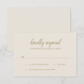 Elegant Simple Foral Neutral Gold Ivory Wedding RSVP Kaartje (Voorkant / Achterkant)