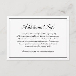 Elegant Simple Formal Black and White Wedding Informatiekaartje