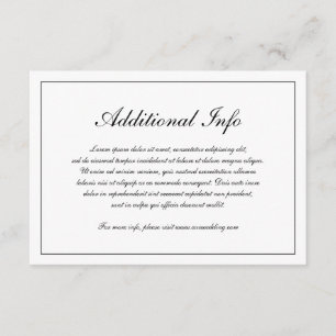Elegant Simple Formal Black and White Wedding Informatiekaartje