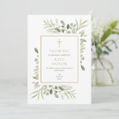 Elegant Simple Funeral Memorial Gold Cross Bedankkaart (Staand voorkant)