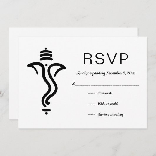 Elegant Simple Ganesh | Indiase God RSVP Kaart (Voorkant / Achterkant)