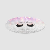 Elegant Simple Glitter Bokeh Faux Lashes Naamplaatje (Voorkant)