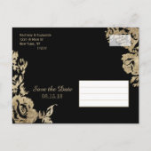 Elegant Simple Gold Black Floral slaat de datum op Aankondigingskaart (Achterkant)