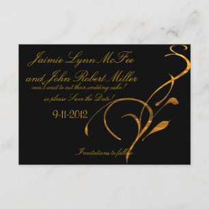 Elegant Simple Gold Black Scroll Save the Date Car