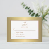 Elegant Simple Gold Color Design Wedding RSVP Card (Staand voorkant)