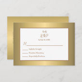 Elegant Simple Gold Color Design Wedding RSVP Card (Voorkant / Achterkant)