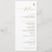 Elegant Simple Gold Cross Modern Script Baptism Menu (Voorkant)