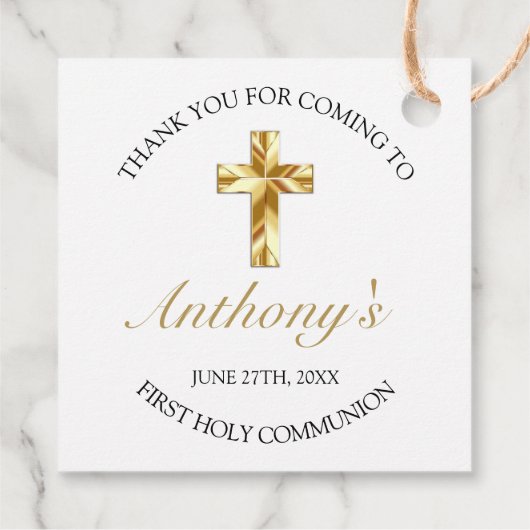 Elegant Simple Gold CrossFirst Community Hartelijk Bedankjes Labels (Achterkant)