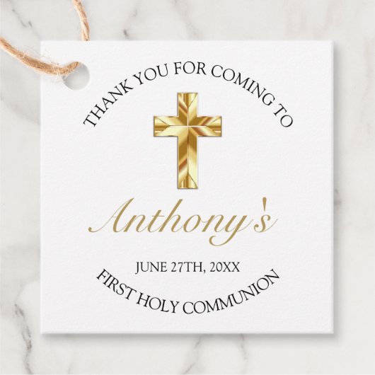 Elegant Simple Gold CrossFirst Community Hartelijk Bedankjes Labels (Voorkant)