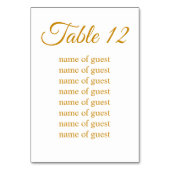 Elegant Simple Gold Custom Wedding Table Number Kaart (Achterkant)