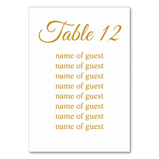 Elegant Simple Gold Custom Wedding Table Number Kaart (Achterkant)