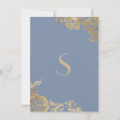 Elegant Simple Gold Dusty Blue Floral Wedding Kaart (Achterkant)