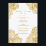 Elegant Simple Gold Floral Wedding Menu Cards<br><div class="desc">Elegant,  eenvoudig en modern faux goudbloemen op witte,  trouwmenukaarten. Zeer klassiek en gesofisticeerd design voor de klastige trouwreceptie. Pas uw eigen menu aan. Al fotoafdrukontwerp. **** Klik op de knop (Aanpassen!) voor meer opties voor grootte,  kleur en plaatsing.****</div>