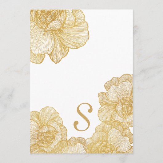 Elegant Simple Gold Floral Wedding Menu Cards (Achterkant)