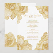 Elegant Simple Gold Floral Wedding Menu Cards (Voorkant / Achterkant)