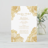 Elegant Simple Gold Floral Wedding Menu Cards (Staand voorkant)
