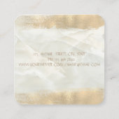 Elegant Simple Gold Foil Brush Stroke, White marbl Vierkante Visitekaartje (Achterkant)