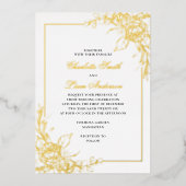 Elegant Simple Gold Foil geperste Floral Wedding Folie Uitnodiging (Voorkant)