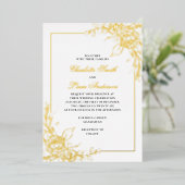 Elegant Simple Gold Foil geperste Floral Wedding Folie Uitnodiging (Staand Voorkant)
