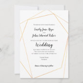 Elegant Simple Gold Geometric Frame Wedding Kaart (Voorkant)