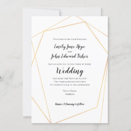 Elegant Simple Gold Geometric Frame Wedding Kaart