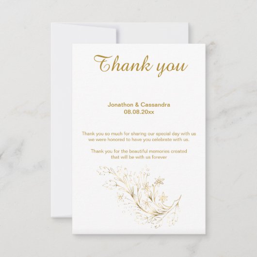 ELEGANT SIMPLE GOLD GLITTER REVERSE DANK JE KAART (Voorkant)