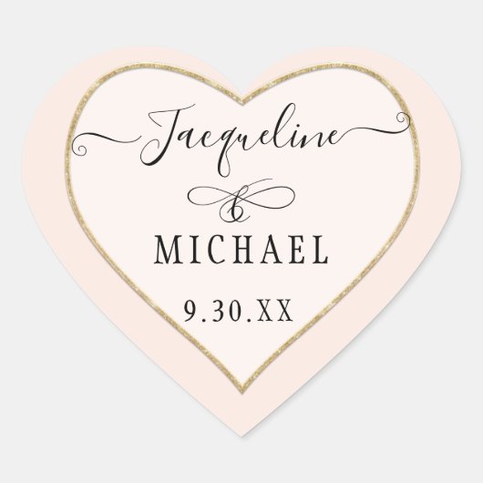 Elegant Simple Gold Glitter Script Blush Pink Hart Sticker (Voorkant)