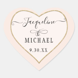 Elegant Simple Gold Glitter Script Blush Pink Hart Sticker