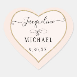 Elegant Simple Gold Glitter Script Blush Pink Hart Sticker