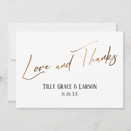Elegant Simple Gold Handwriting Love en Bedankt (Voorkant)
