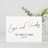 Elegant Simple Gold Handwriting Love en Bedankt (Staand voorkant)